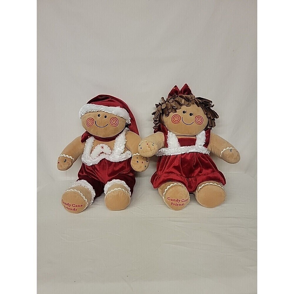 Dan Dee Collectors Choice Candy Cane Gingerbread Boy & Girl Plush 17"